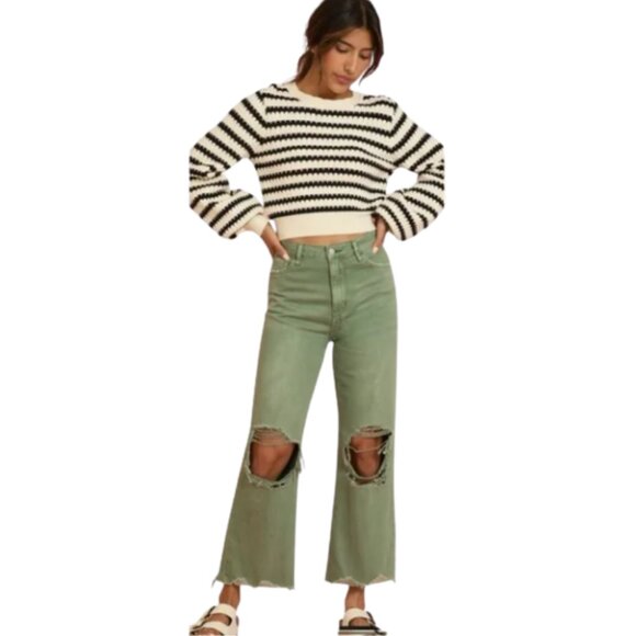 Altar'd State Denim - Altar’d State Aubrielle‎ Straight Leg Jeans distressed army green size 27